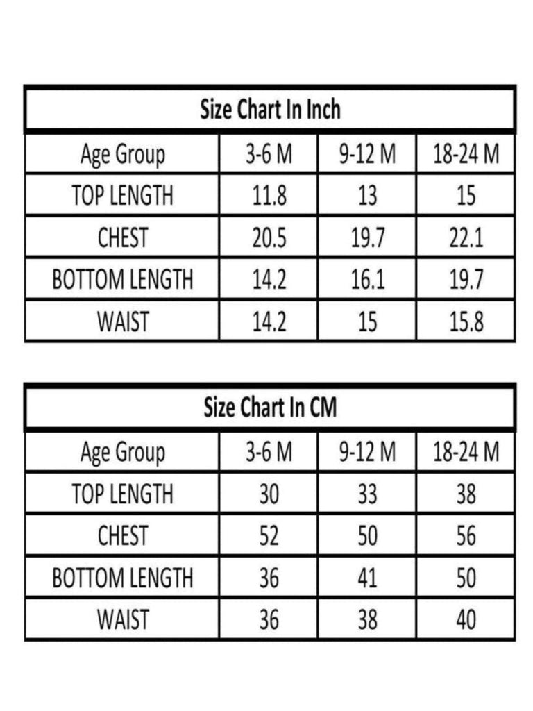 size guide for yellow set