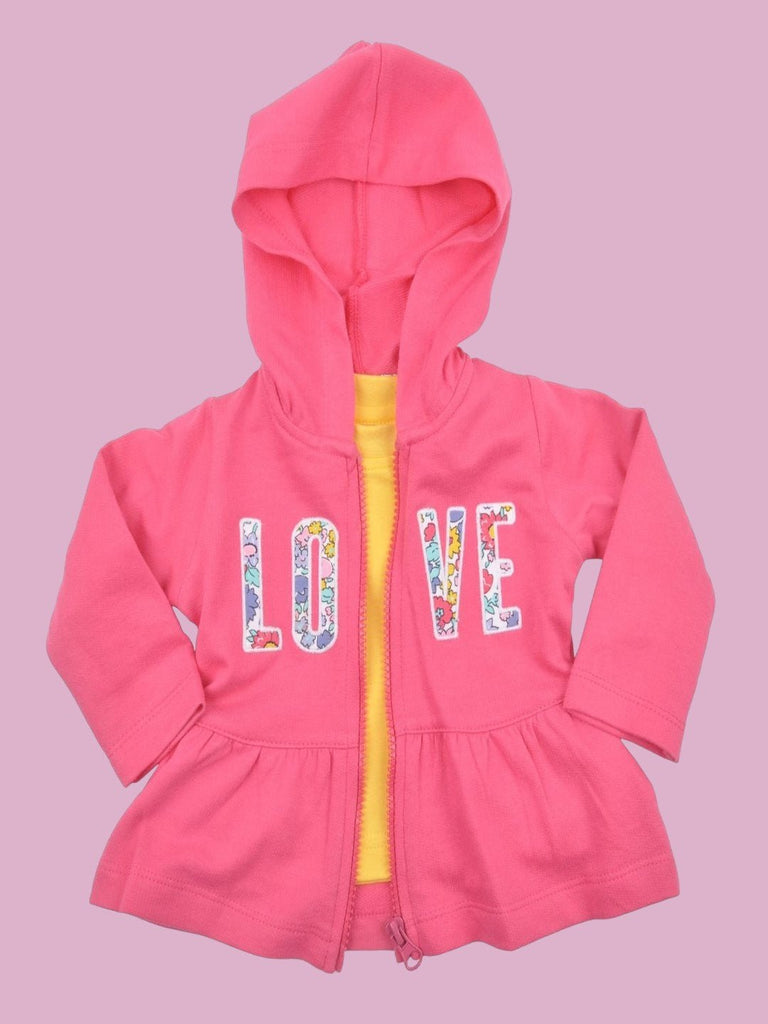 ToffyHouse Girls' Pink 'LOVE' Hoodie Front View