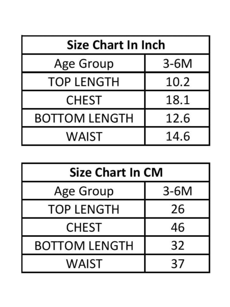 Size chart for ToffyHouse Girls' Yellow Long Sleeve Top with Doll Print and Pink Pants Set in both inches and cm