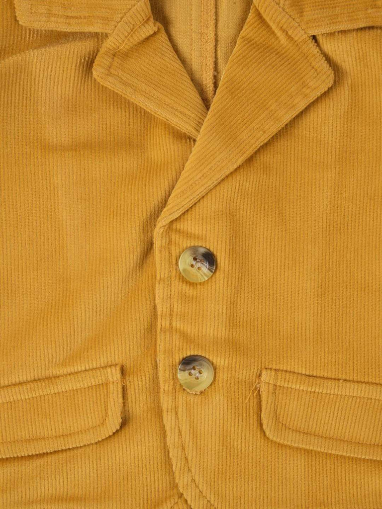 Button view showing the front pockets and button details of the ToffyHouse GOLD Corduroy Blazer.