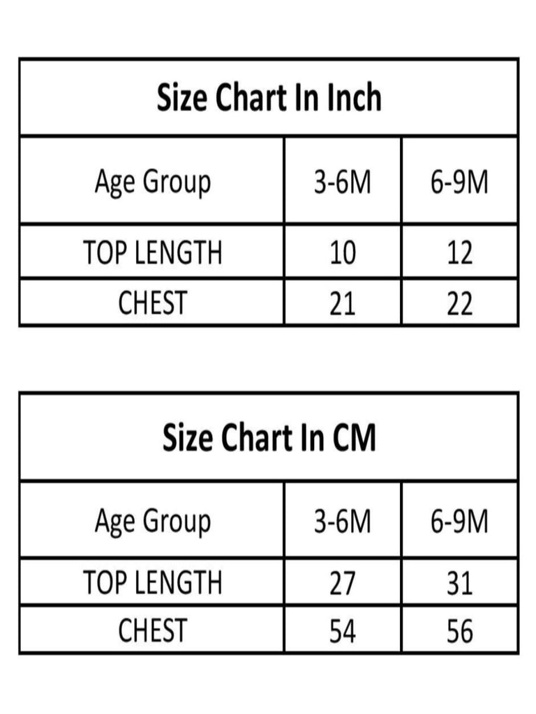 Showing size chart