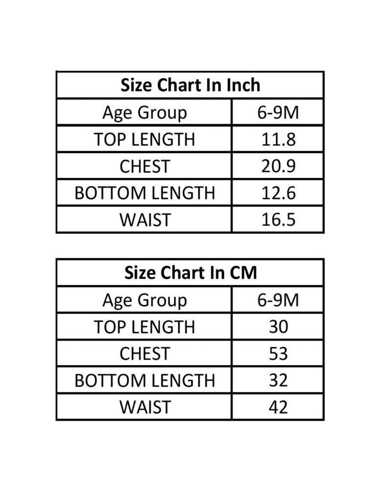 Size chart showing measurements in inches and centimeters for ToffyHouse Navy Hoodie and Floral Leggings Set for girls.