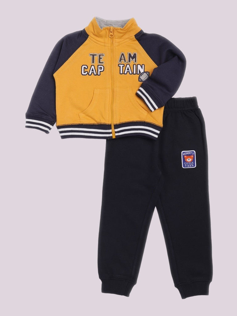 Full set of ToffyHouse 'Team Captain' Sports Tracksuit with hooded jacket and joggers.