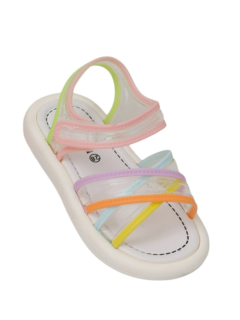 Transparent Colour Block Girl's Sandals-Angle View