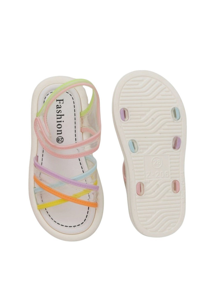 Transparent Colour Block Girl's Sandals-Front & Back View