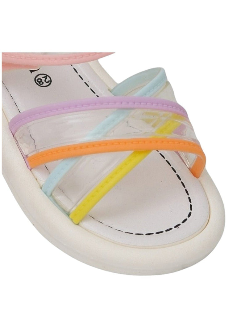 Transparent Colour Block Girl's Sandals-Close up view