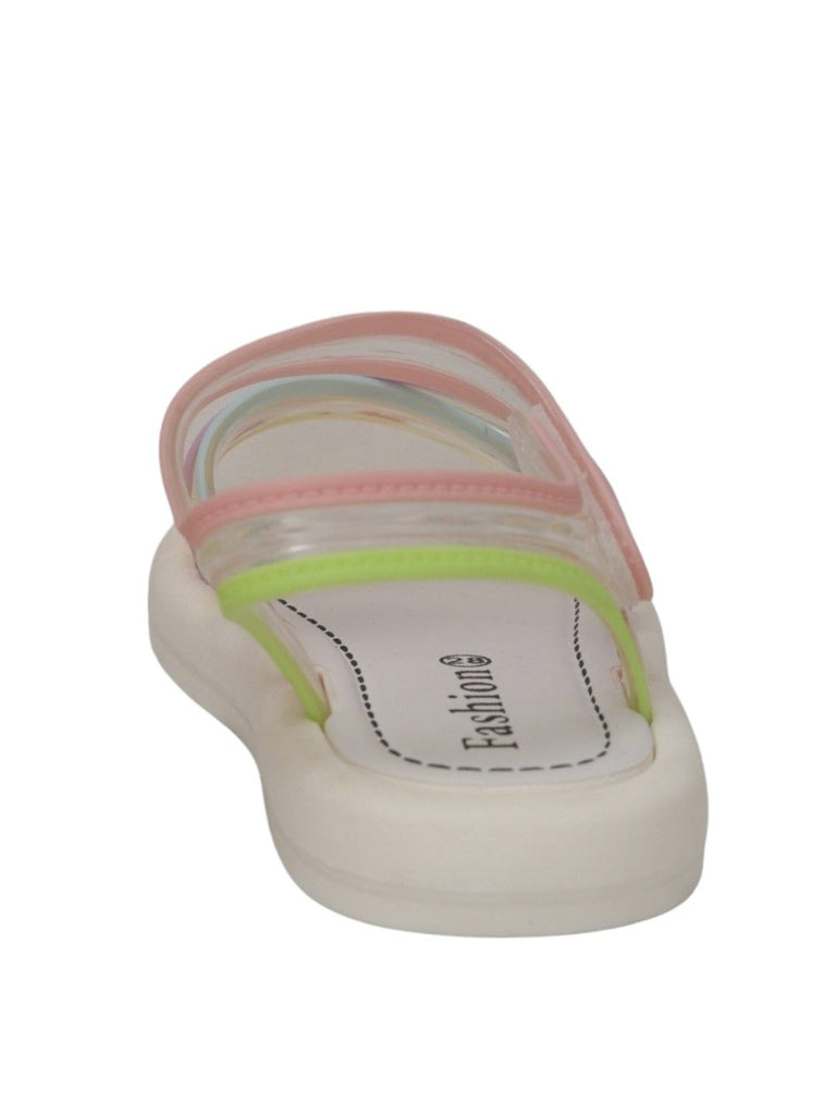 Transparent Colour Block Girl's Sandals-Back View