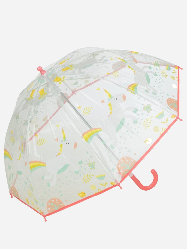 Transparent_Dome_Umbrella_with_Fruit_Pattern_and_Red_Handle_Back_View-