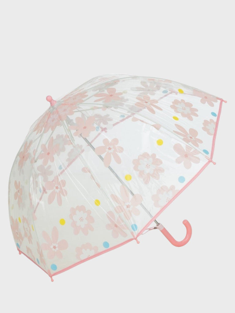 Transparent_Floral_Print_Umbrella_with_Pink_Trim_and_Hook_Handle_Back_View-