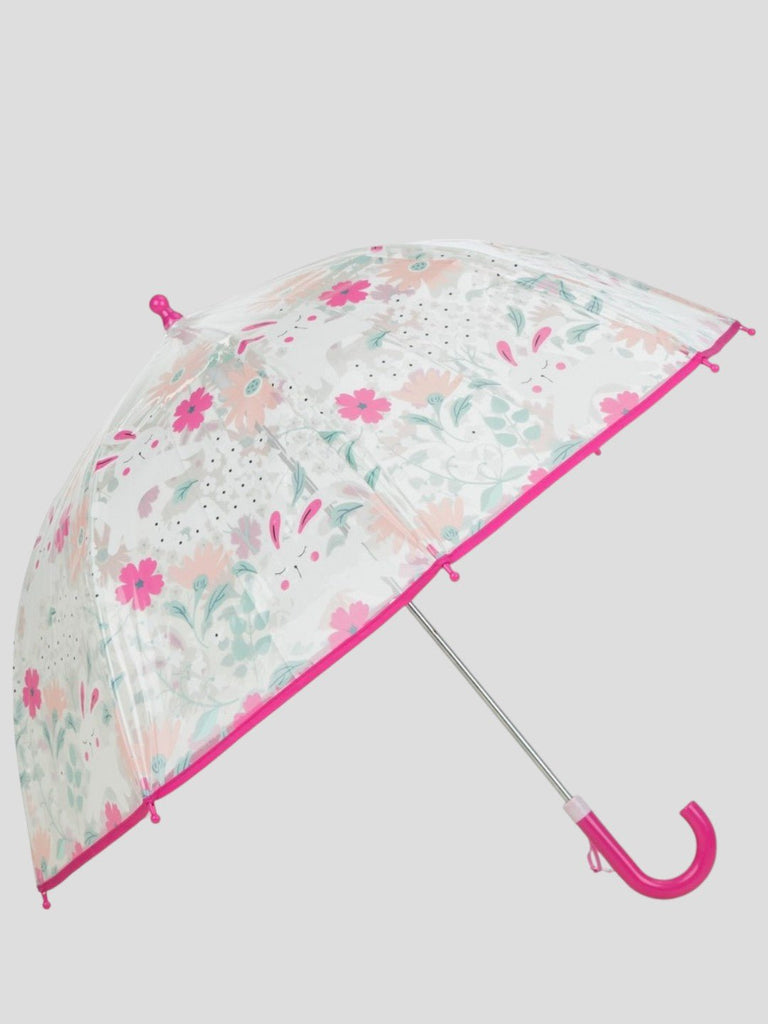 Transparent_Floral_Umbrella_with_Magenta_Handle_Full_View-