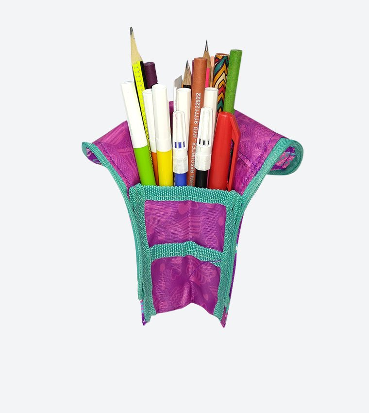 Trendy purple pen holder case by Smily Kiddos, ideal for kids' school supplies organization.