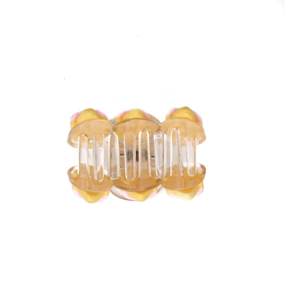 Close-up view of Playful and Cute Rabbit Face Hair Claw Clip in Pink by Yellow Bee