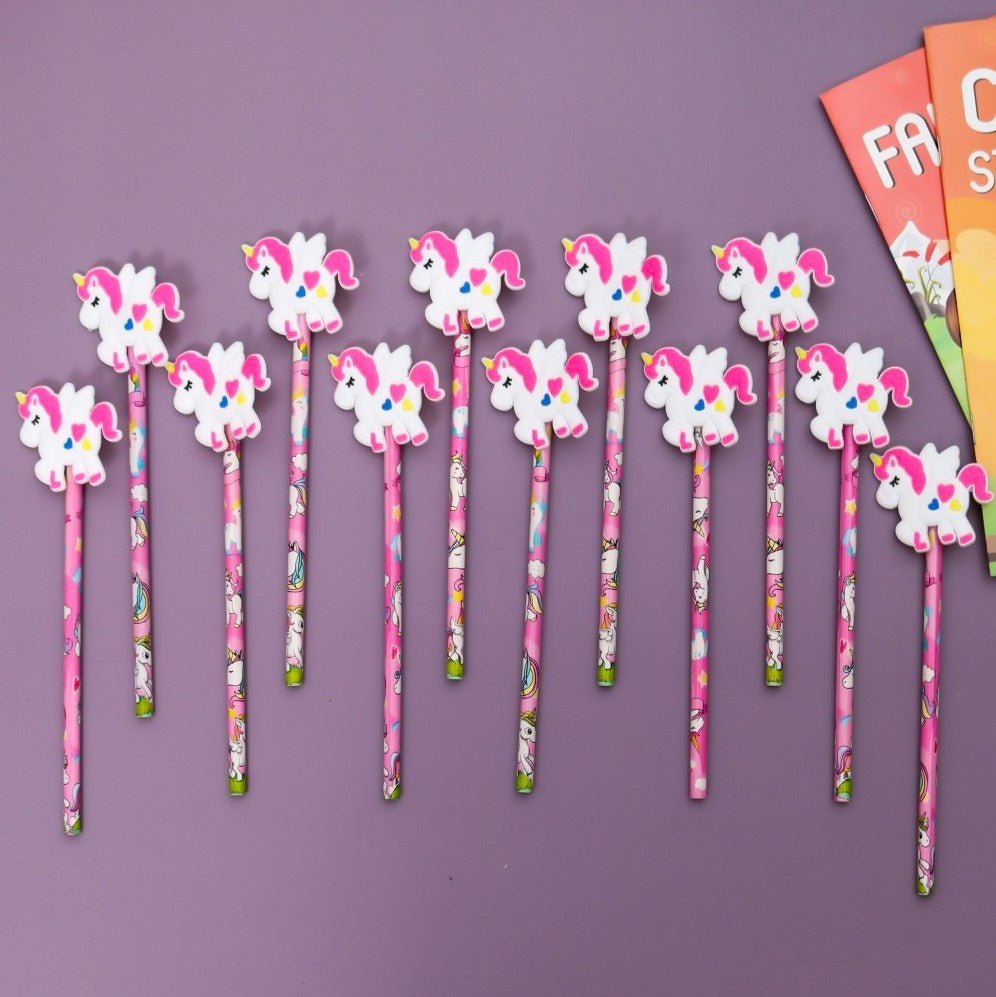 Pack of 12 Unicorn Dreams Wooden Pencils in Various Colors.