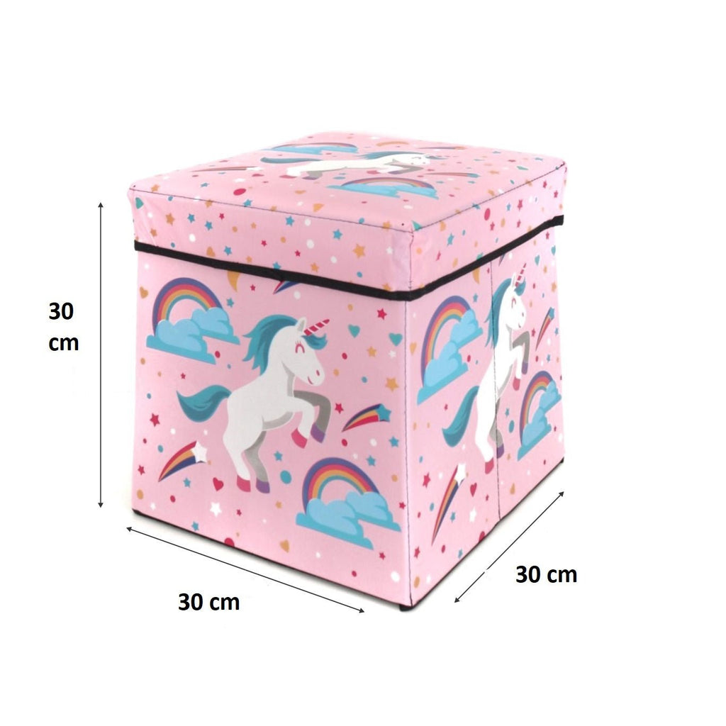 Dimensional details of the Yellow Bee Unicorn Storage Box, showcasing its perfect size.