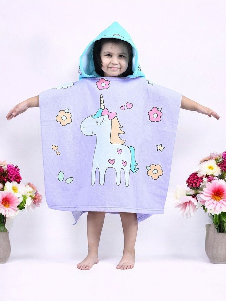 unicorn-hooded-poncho-towel-for-girls-purple