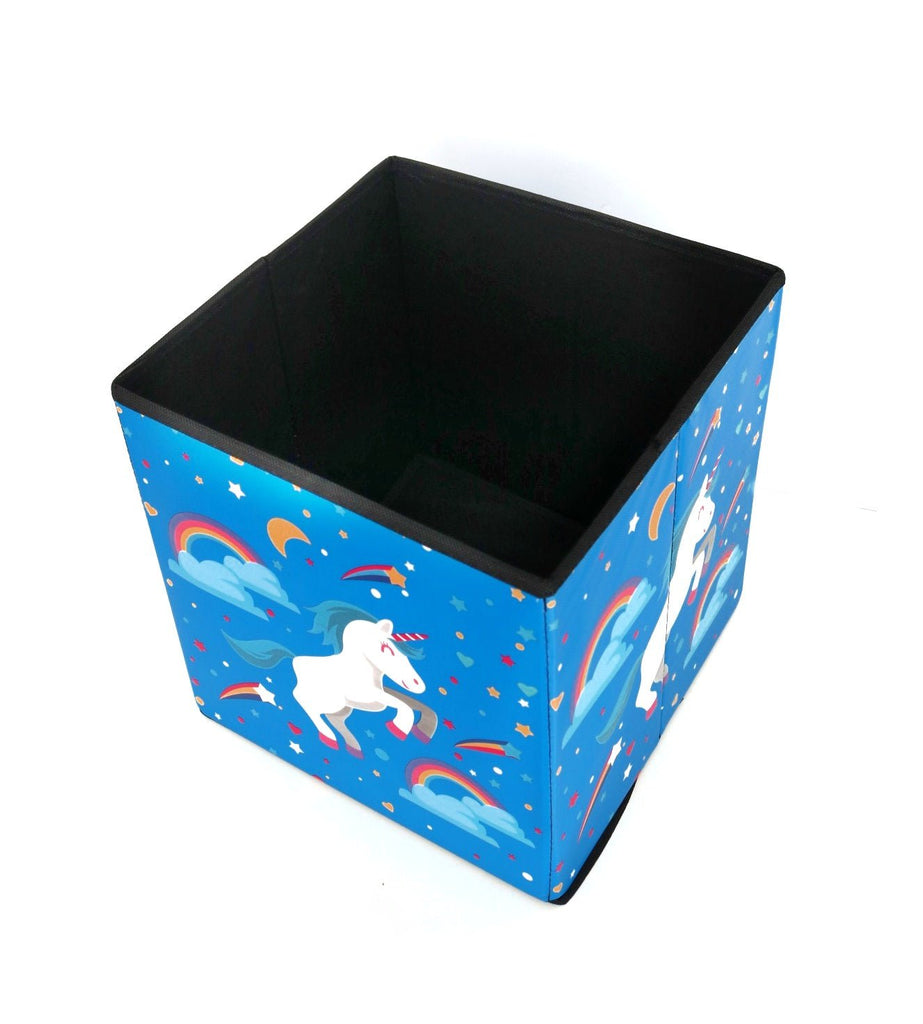 Open view of Yellow Bee Unicorn Storage Box, highlighting the spacious interior and sturdy construction.