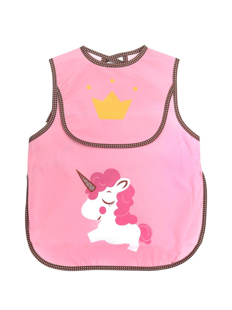 Unicorn Print Bibs with Crumb Collector for Girls- Front View