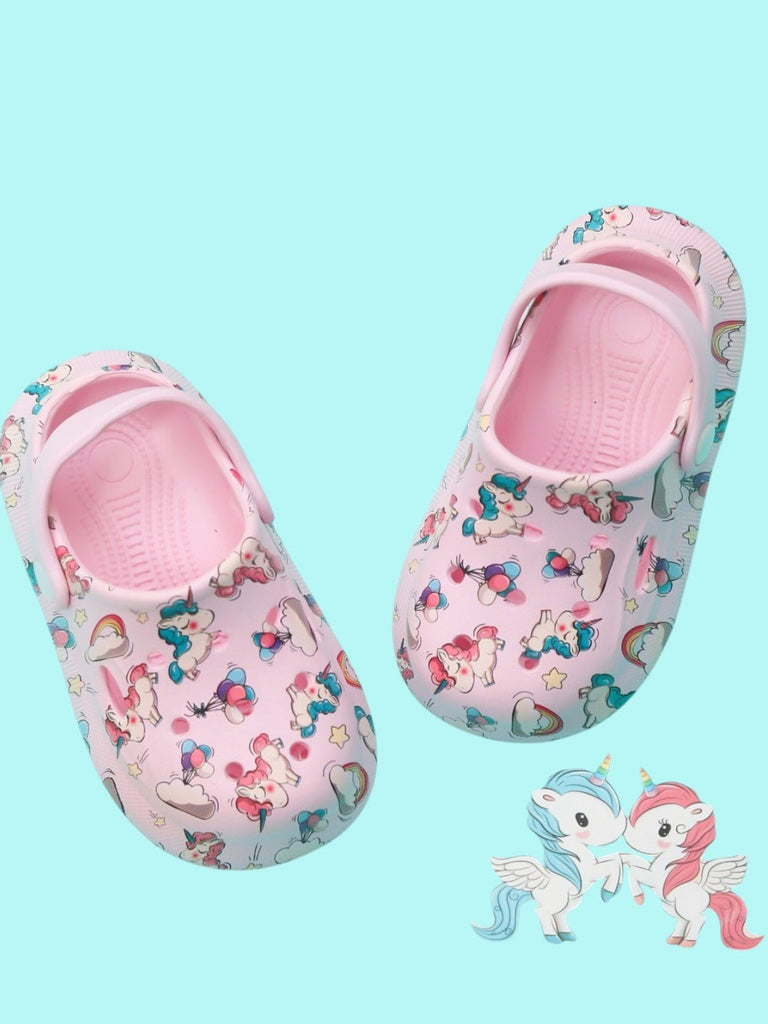 Unicorn Printed Clogs For Girls-creative view