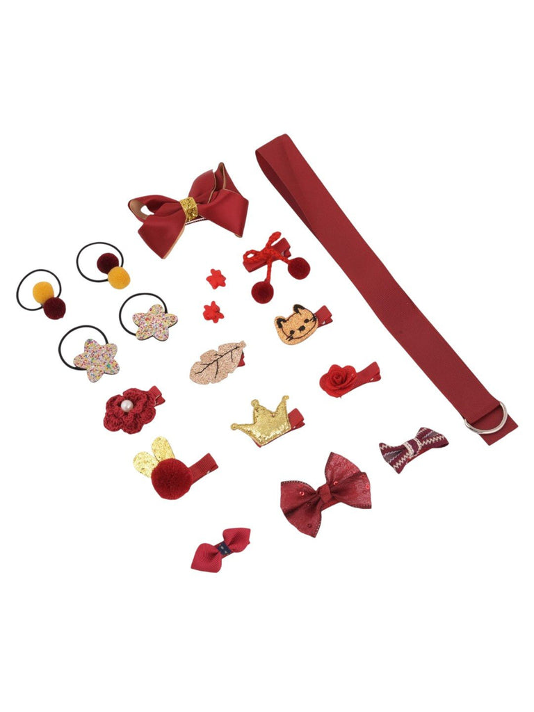 Royal Red Themed Hair Clip Set by Yellow Bee in Gift Box