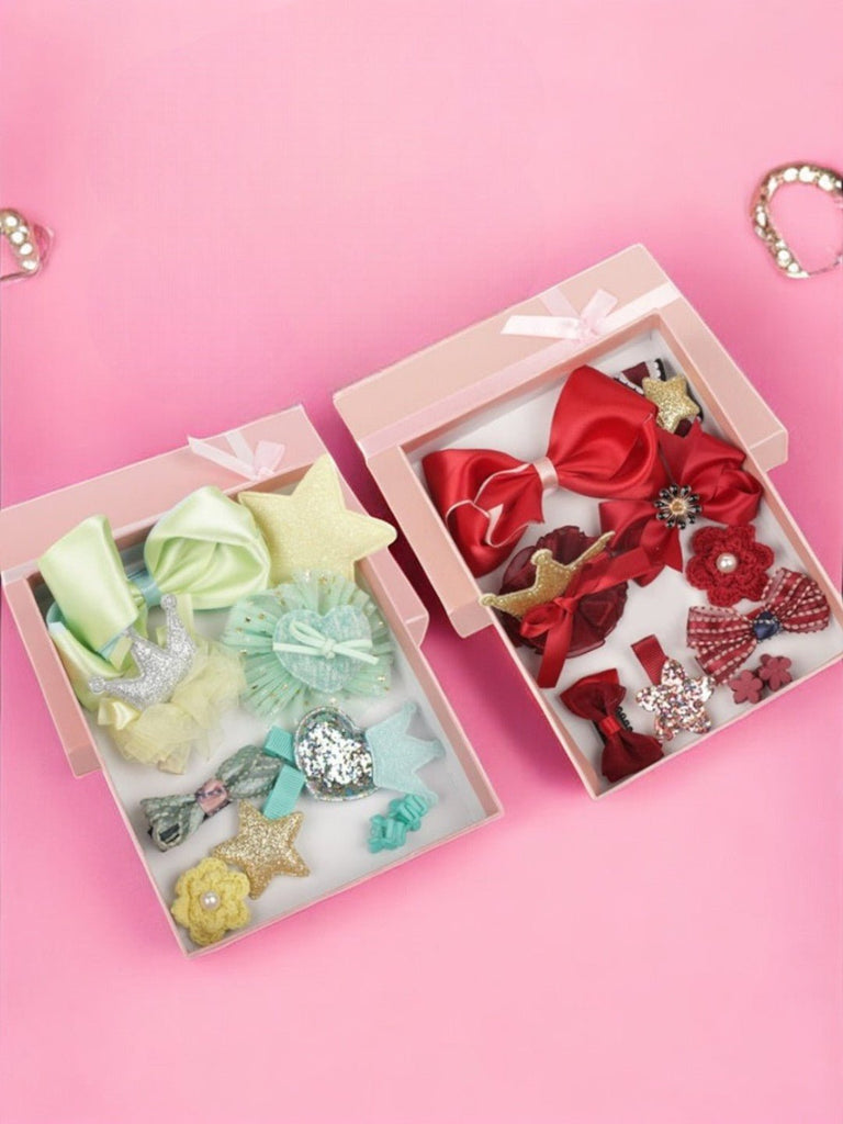 Combo Pack of Lime and Red Hair Clips by Yellow Bee in Gift Box