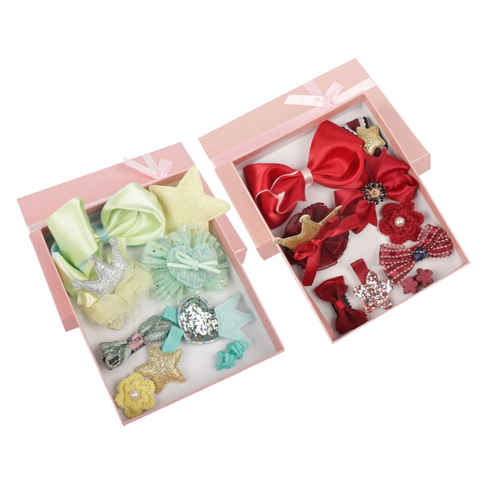Combo Pack of Lime and Red Hair Clips by Yellow Bee in Gift Box