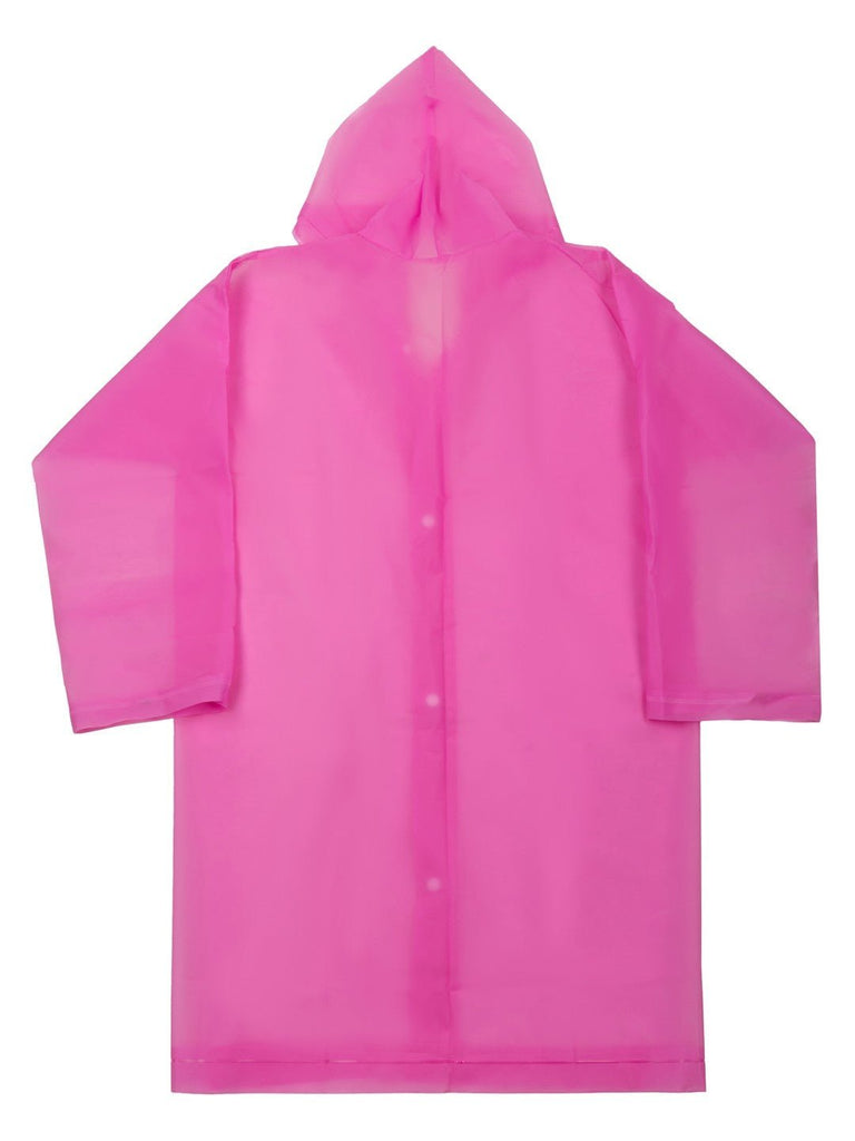Back view of the Vibrant Pink Hooded Raincoat for Girls by Yellow Bee