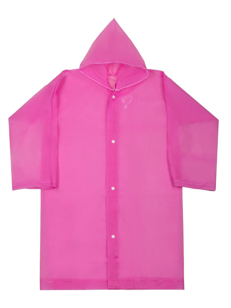 Front view of the Vibrant Pink Hooded Raincoat for Girls