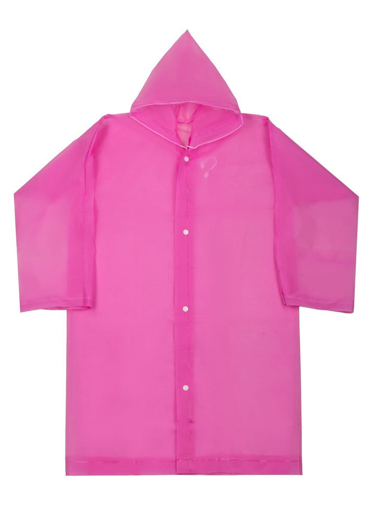 yellow bee vibrant pink hooded raincoat for girls front view