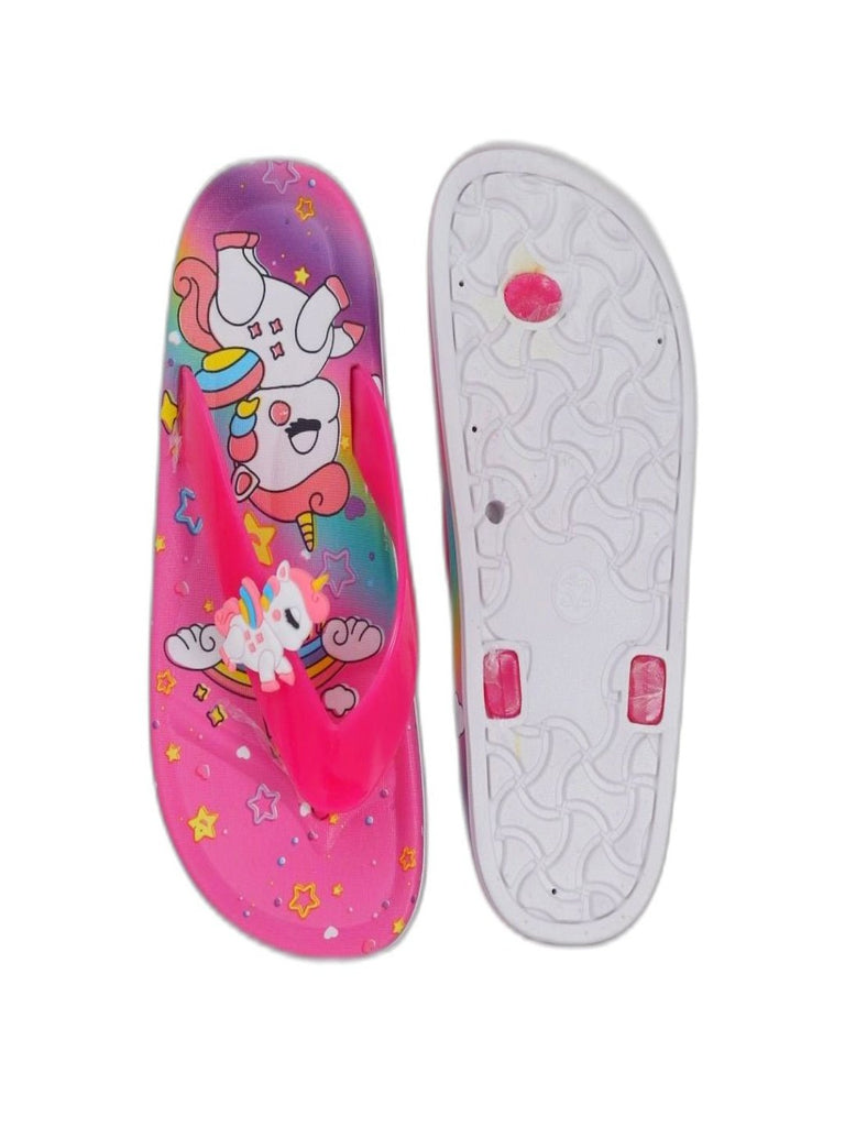 Front and back view of the Vibrant Pink Unicorn Slides, showcasing the functional design and attractive detailing