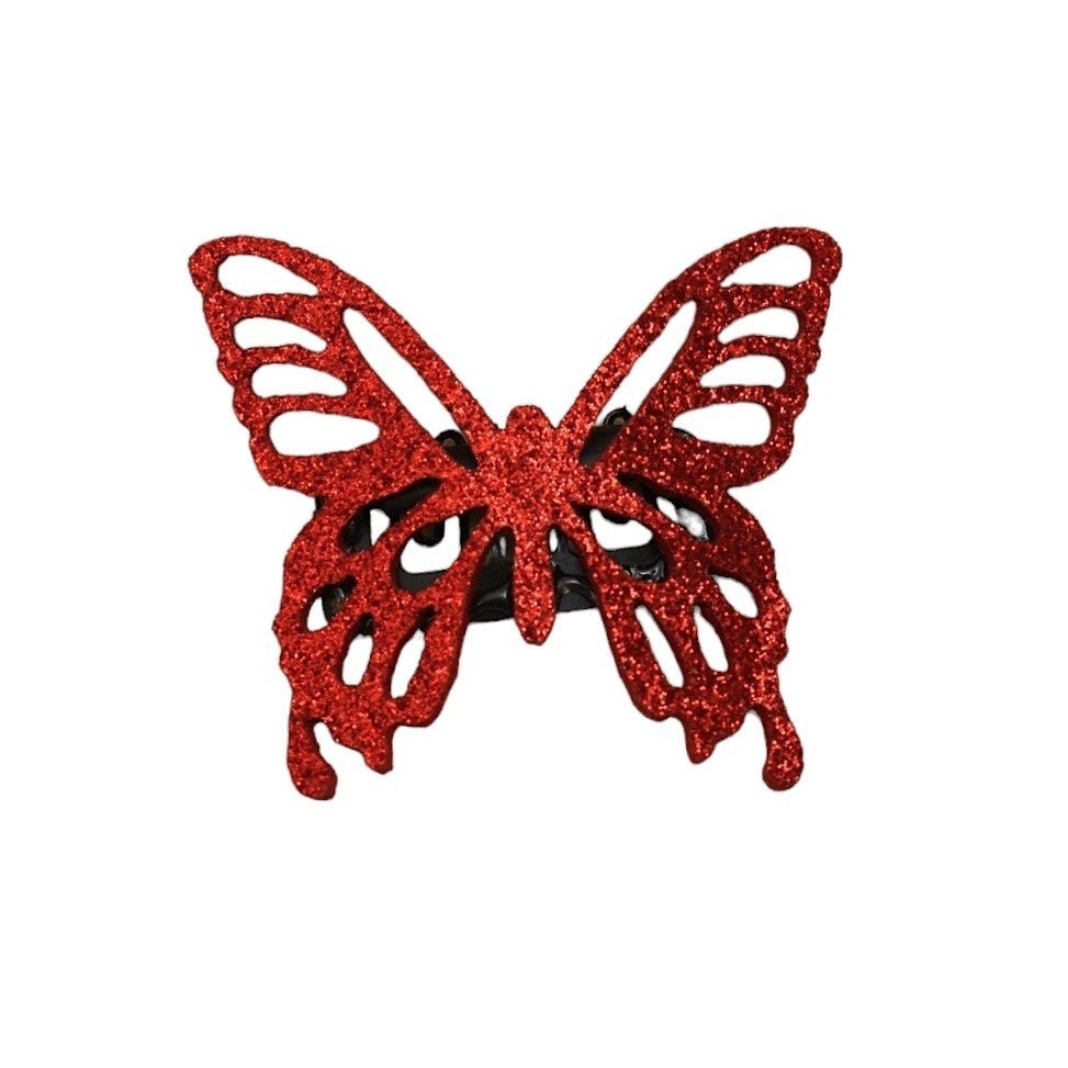 Close-up of the Red Lace Butterfly Hairband Set highlighting butterfly details