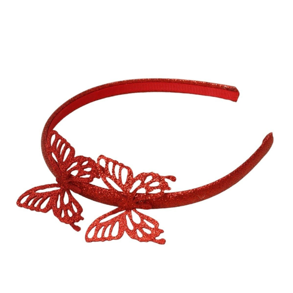 Yellow Bee Vibrant Red Lace Butterfly Hairband for girls