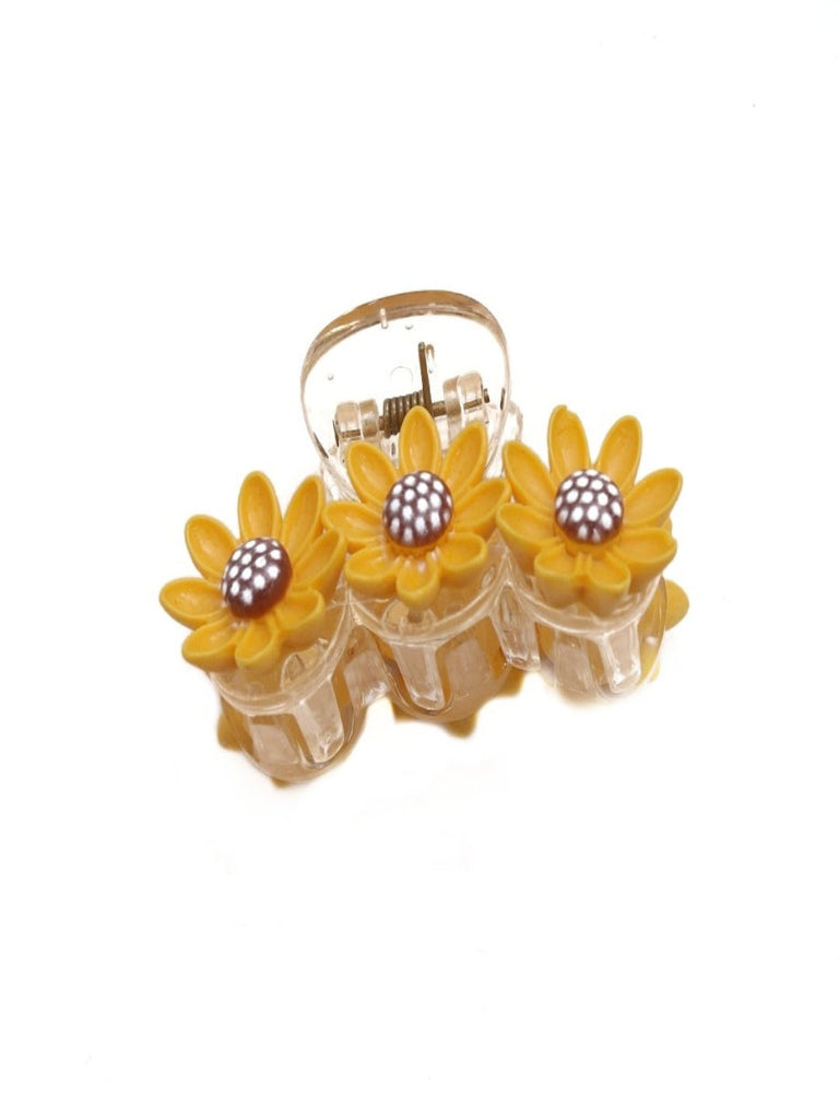 Full view of the Vibrant Sunflower Hair Claw Clip – Yellow showing all three sunflowers.