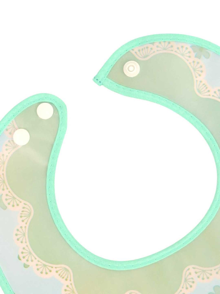 Baby Bib Combo - Adorable Panda with Baby Bird & Gentle Bear with Flower Print in Blue - Showing Bottom View