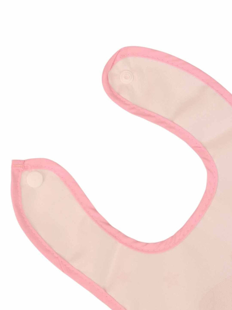 YellowBeeBabyFeedingBib_PinkSpacePandainRocketPrint-ShowingBottomView 1