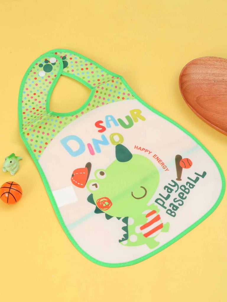 YellowBeeWaterproofBib_CuteDinosaurPlayingBaseball-CreativeView