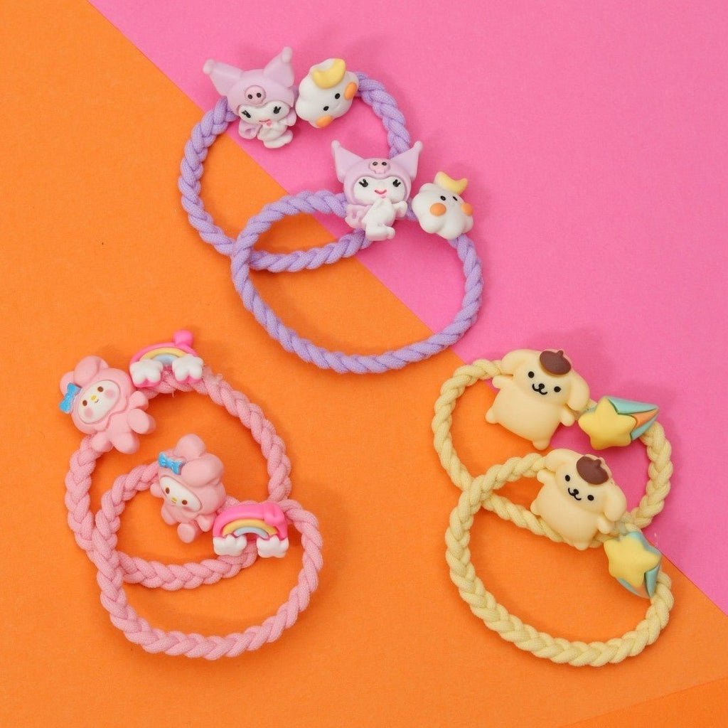 Yellow Bee's assorted pack of bunny and dog-themed rubber bands, showcasing an array of cheerful colors to brighten up any hairstyle for kids