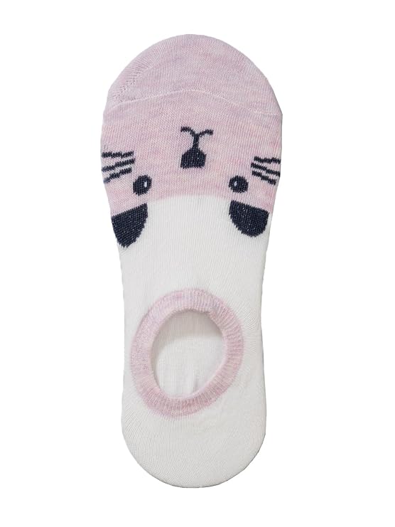 Solo Image of Yellow Bee Pink Invisible Sock with Charming Animal Face.