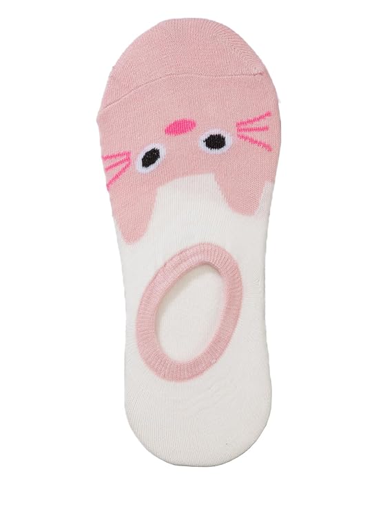 Solo Image of Yellow Bee Pink Invisible Sock with Adorable Animal Print.