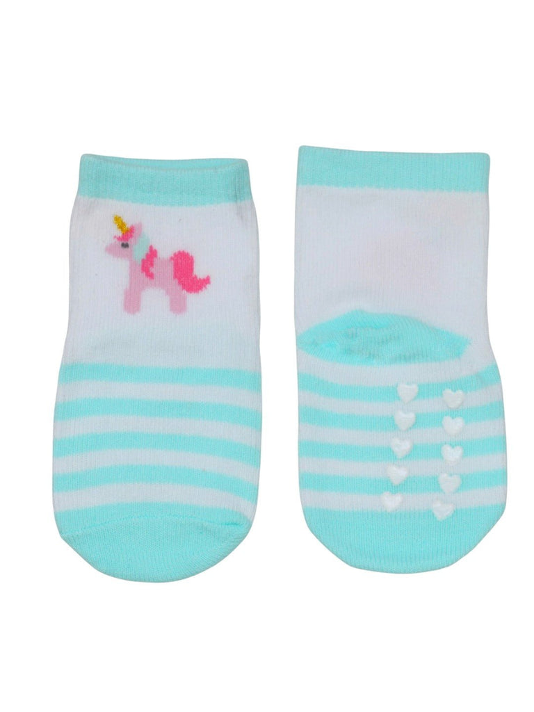 Whimsical Unicorn Dreams Socks Duo for Girls - Mint Green Full Front & Back View