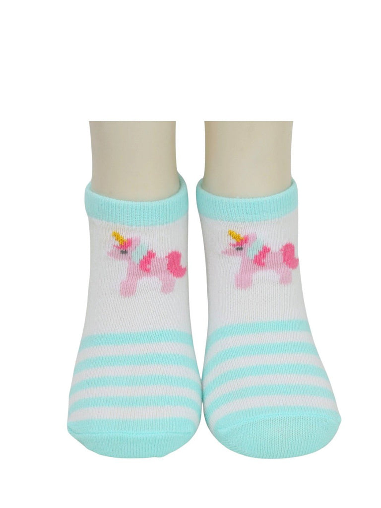 Whimsical Unicorn Dreams Socks Duo for Girls - Mint Green- Front View