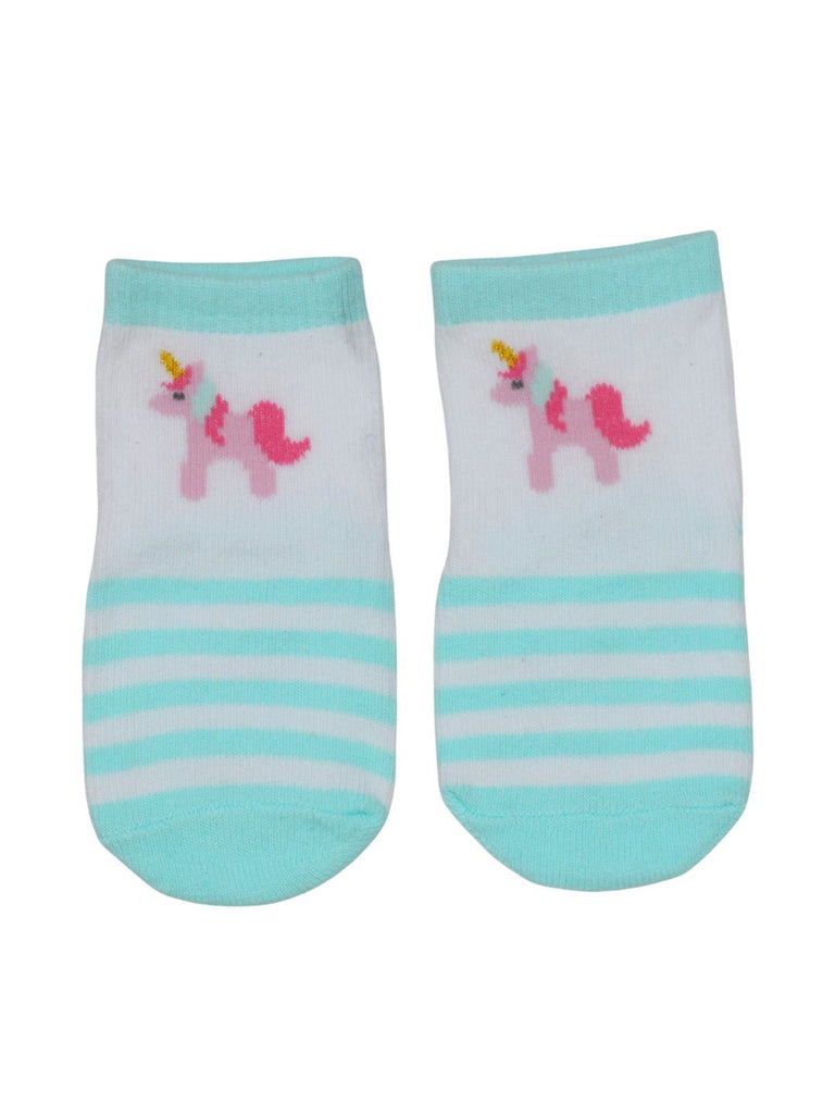 Whimsical Unicorn Dreams Socks Duo for Girls - Mint Green Full Front View