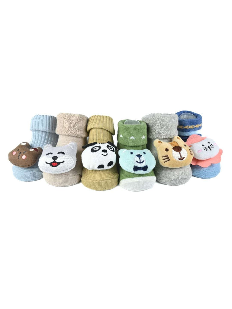 Whiskers & Friends Baby Socks Set – 6 Adorable Animal Characters with Snuggly Comfort-Front View