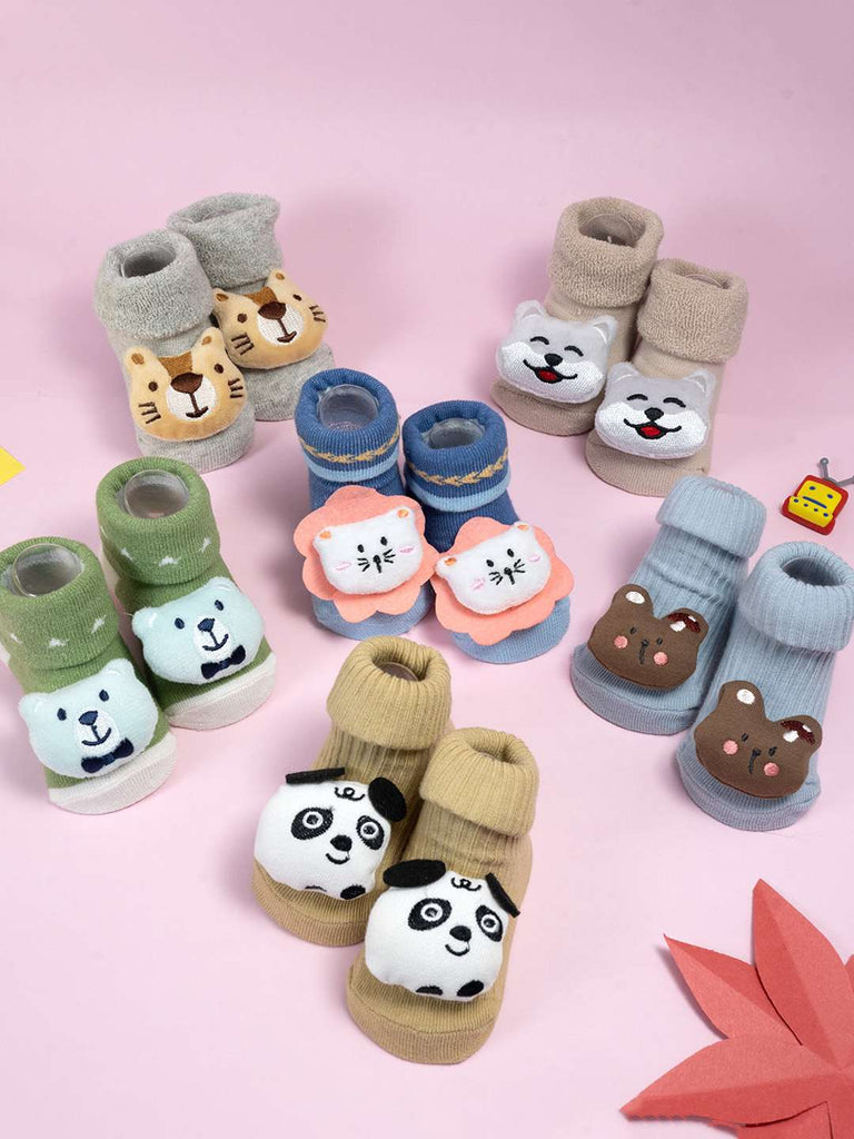 Whiskers & Friends Baby Socks Set – 6 Adorable Animal Characters with Snuggly Comfort-Creative View