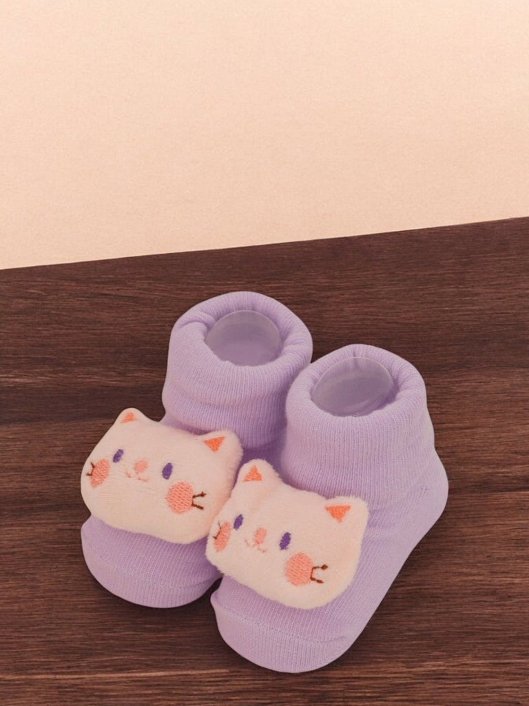 Whiskers & Paws Baby Cat Socks - Lavender Cuteness