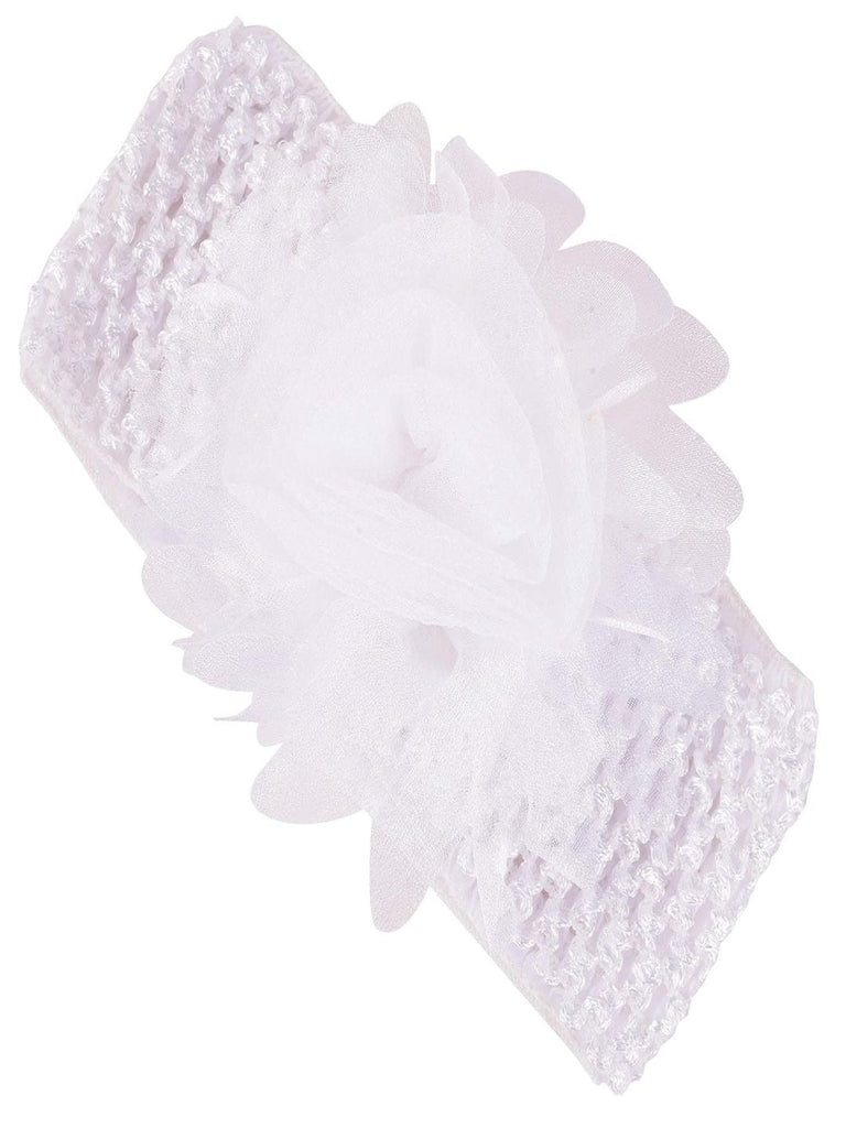 Yellow Bee White Ruffle Flower Infant Headbands Front View