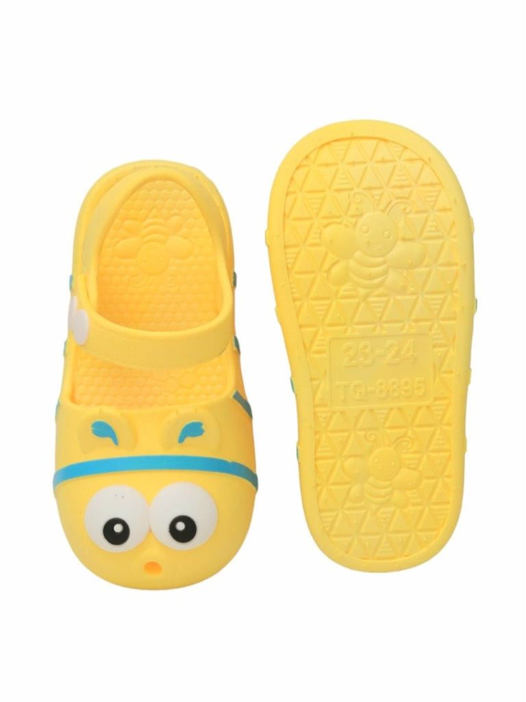 Front and back view of Yellow Adorable Animal Face Sandals for Boys