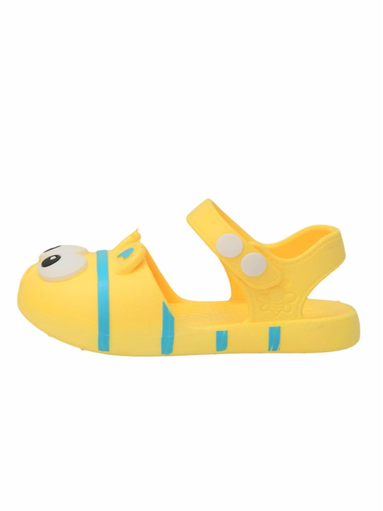 Side view of Yellow Adorable Animal Face Sandals for Boys