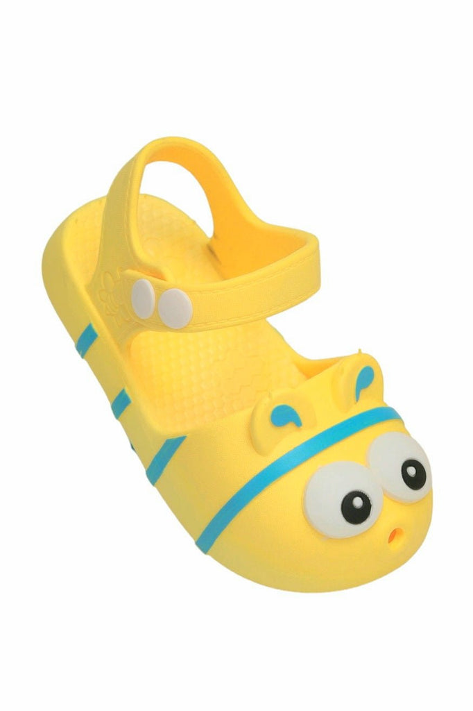 Angle view of Yellow Adorable Animal Face Sandals for Boys