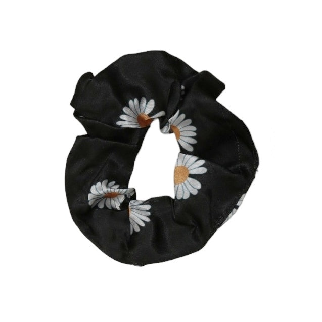 Yellow Bee black and white daisy scrunchie