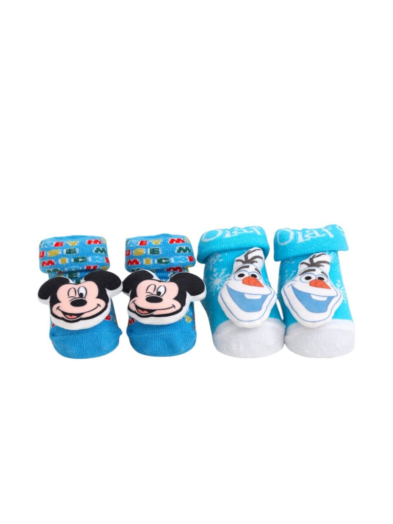 Yellow Bee Boys’ Disney 3D Socks Duo – Mickey Mouse and Frozen Olaf- Front View